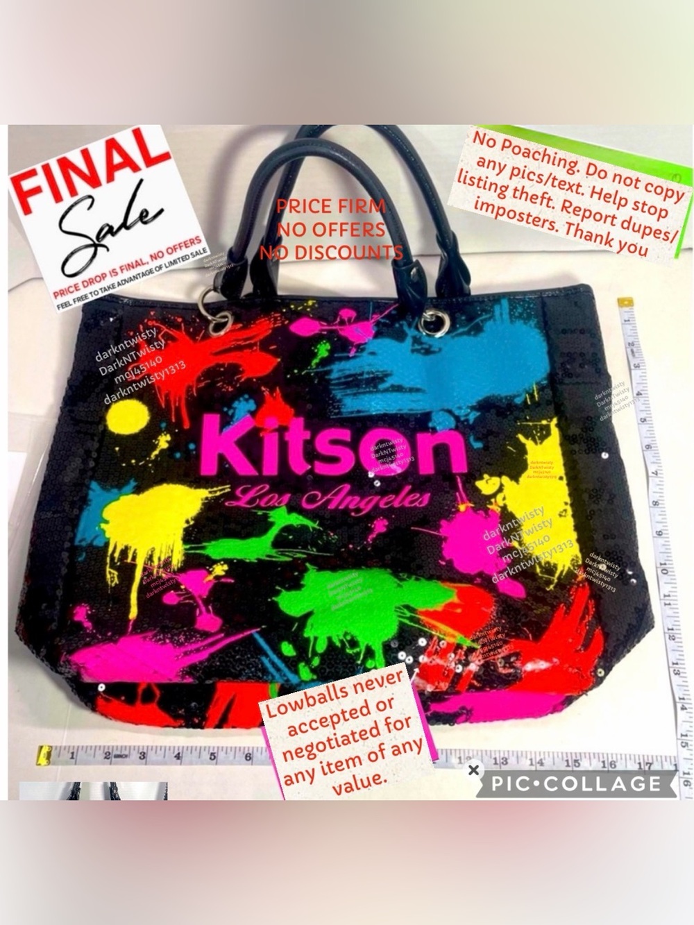 Beautiful KITSON painted sequin tote PRICE FIRM!